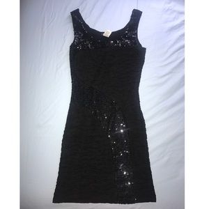 Sequined black mini dress